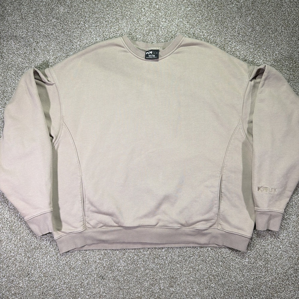 Popflex Half Warm Up Sweatshirt Beige 1X/3X Athleisure Boxy